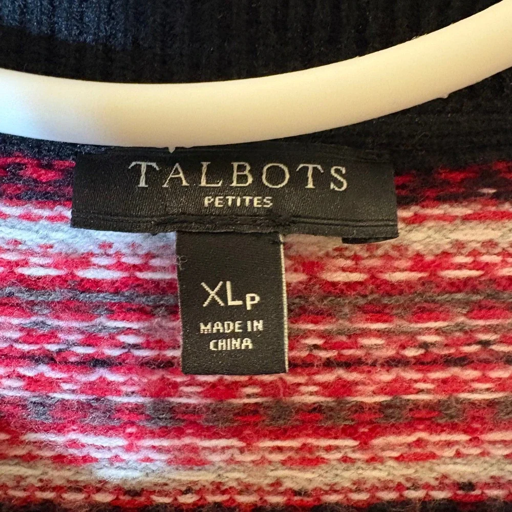 Talbots Petites Fair Isle Lambswool Blend Cardigan Sweater Size XLp‎